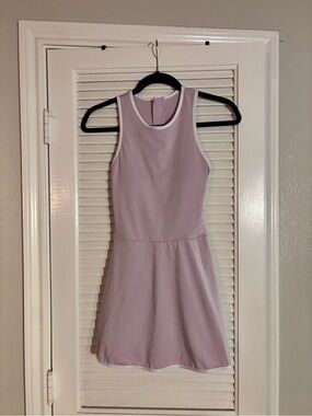 SHEIN Lilac Sleeveless Fit-and-Flare Dress with White Trim